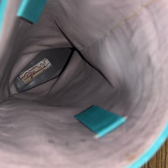 Vintage 70s Glacée Turquoise/Teal Leather Knee High Boots Boho Western Size 7N - Picture 12 of 15